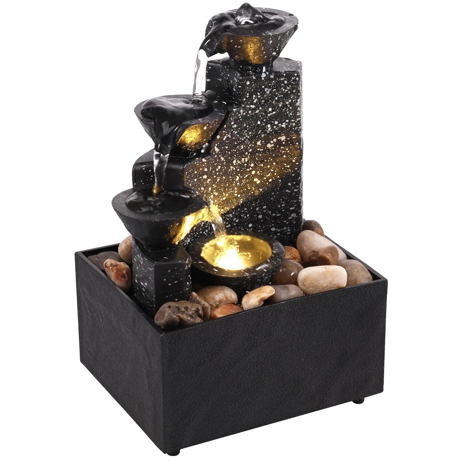 Tabletop Waterfall Fountain Relaxation Meditation Home Decor with Lights