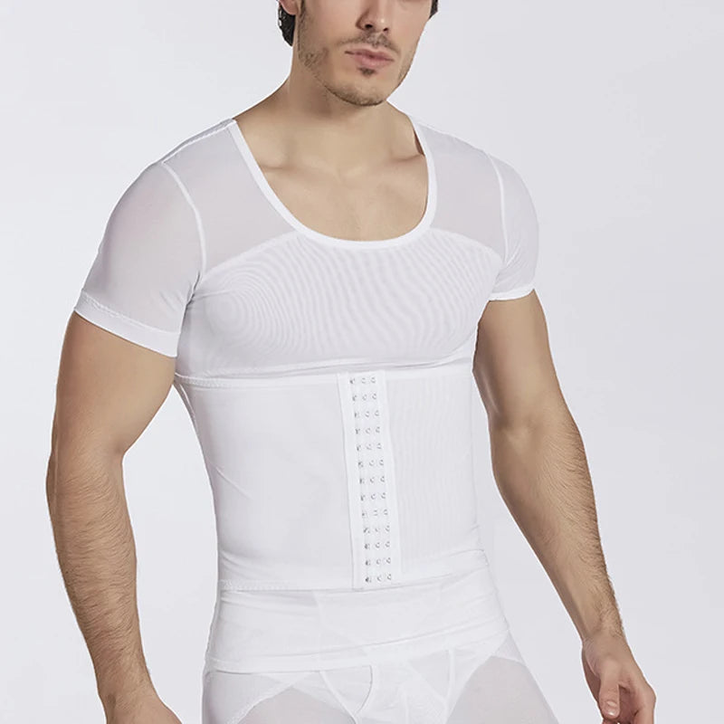 Mens Tummy Control Shapewear T Shirt Waist Trainer Body Shaper
