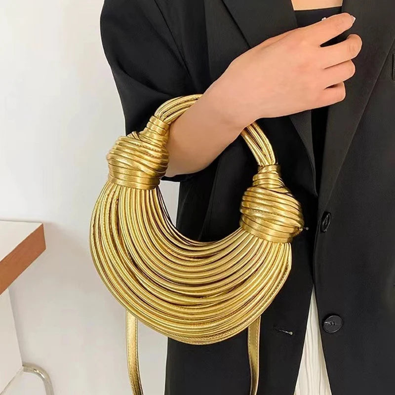 Creative Handwoven Rope Knotted Noodle Hobo Handbag