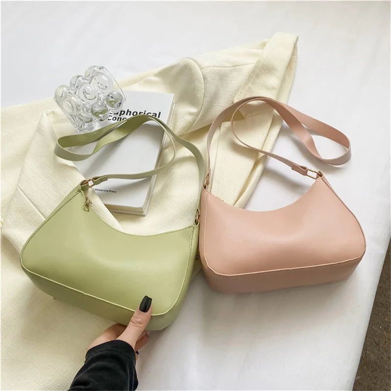 Solid Color Hobo Shoulder Crossbody Handbag