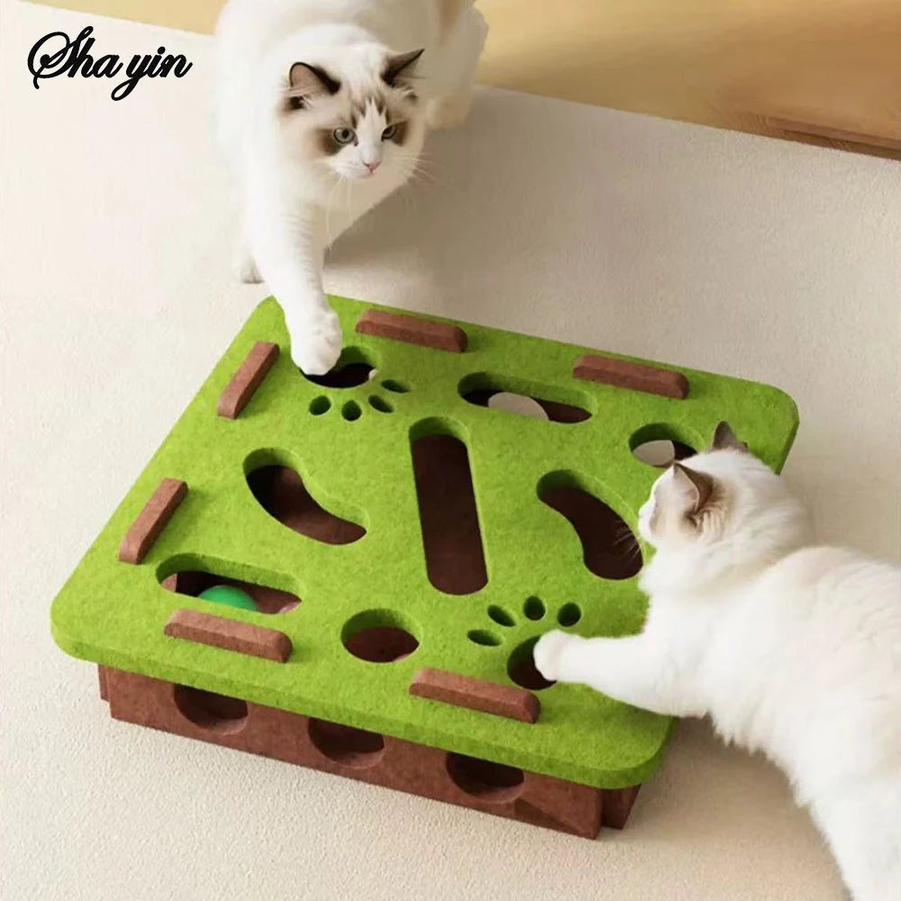 Interactive Cat Puzzle Maze Toy Felt Box Digging Game