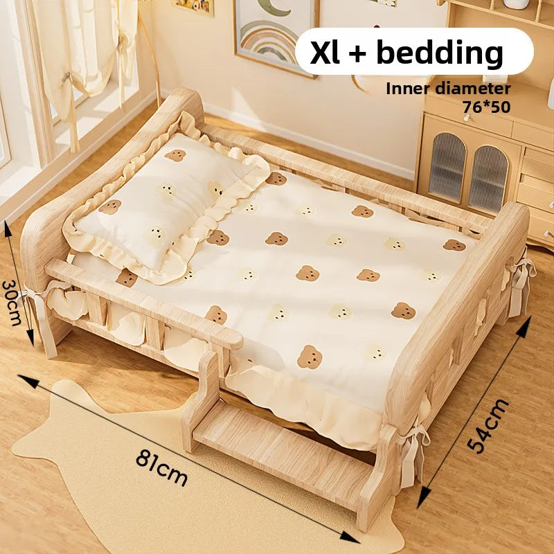 Solid Wood Pet Bed All Season Cat Dog Sleeping Sofa Furniture