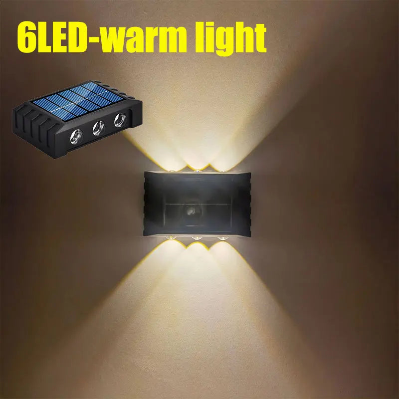 Solar LED Wall Lamp Outdoor Waterproof Garden Up Down Light