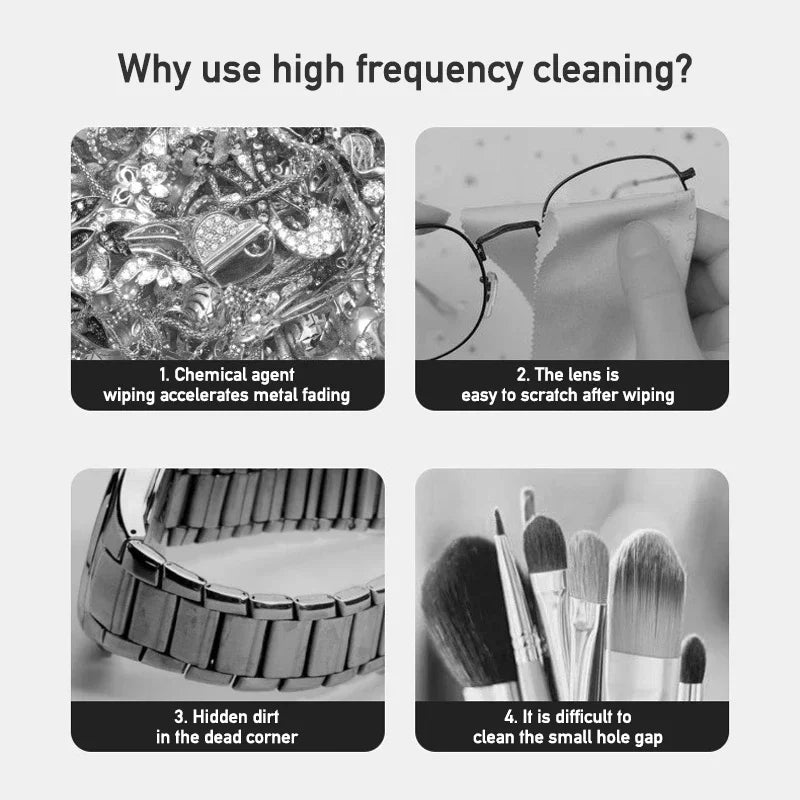 Ultrasonic Jewelry Glasses Watch Makeup Brush Cleaner