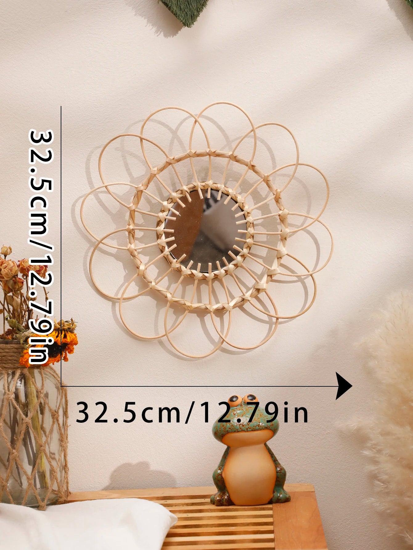 Sunflower Handwoven Rattan Decorative Wall Mirror
