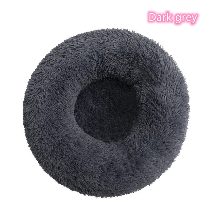 Super Soft Plush Donut Pet Bed Washable Calming Cat Dog Bed