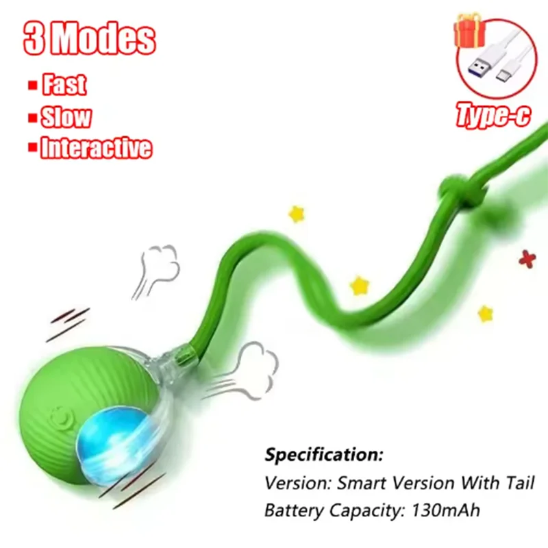 Automatic Teasing Cat Ball Interactive Self Play Cat Toy