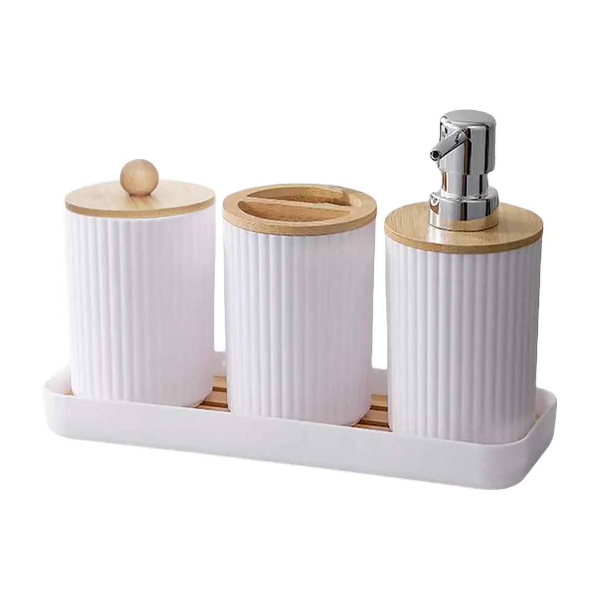 Bathroom Accessories Set Soap Dispenser Toothbrush Holder Tray