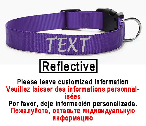Personalized Dog Collar Custom ID Name Phone Number Nylon Collar