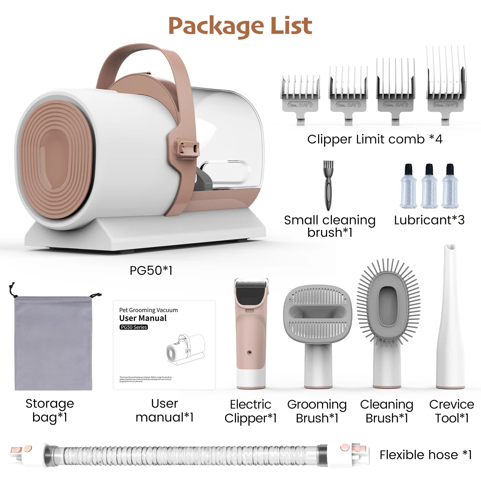 Pet Grooming Kit Dog Cat Hair Brush Nail Clipper Grinder Set