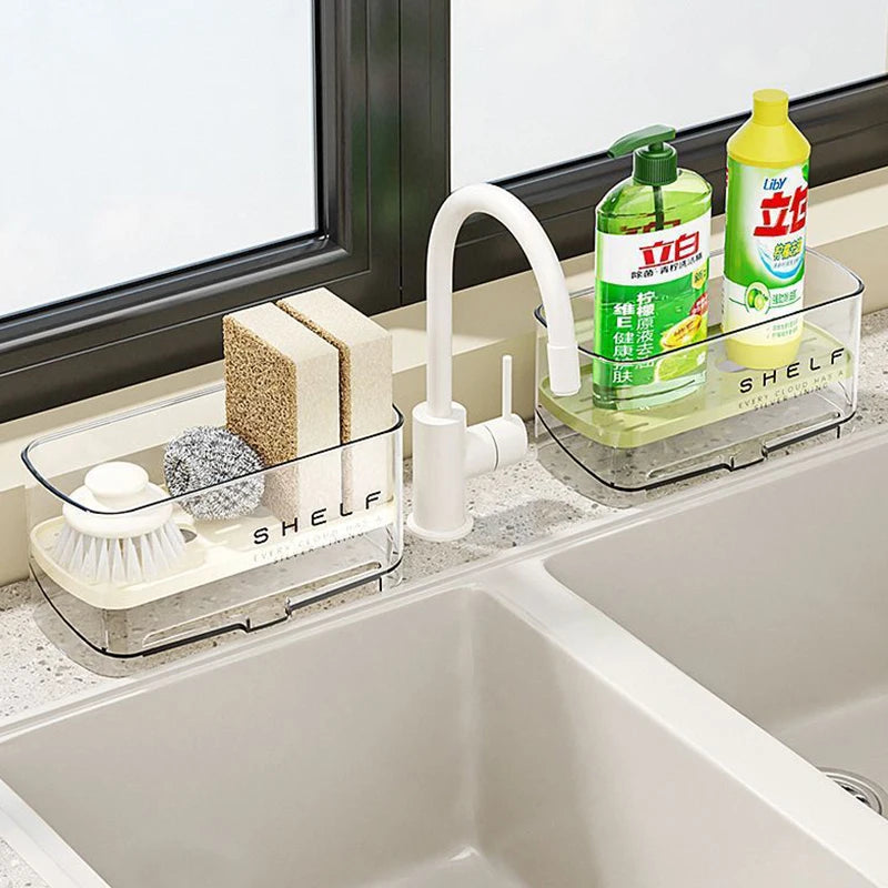 Kitchen Sink Organizer Multifunctional Drain Rack for Sponge Storage