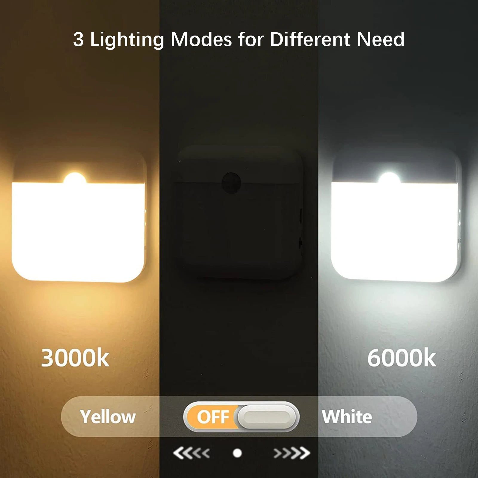 LED Motion Sensor Wireless Night Light Rechargeable Wall Lamp