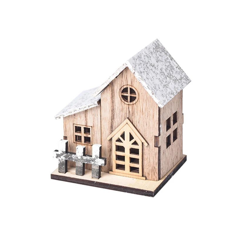 LED Wooden Christmas House Desktop Decoration Holiday Home Decor