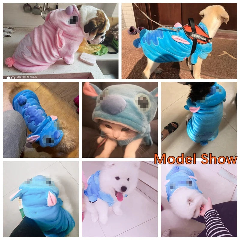 Samoyed Winter Dog Coat Warm Blue Pink Pet Pajamas for Large Dogs