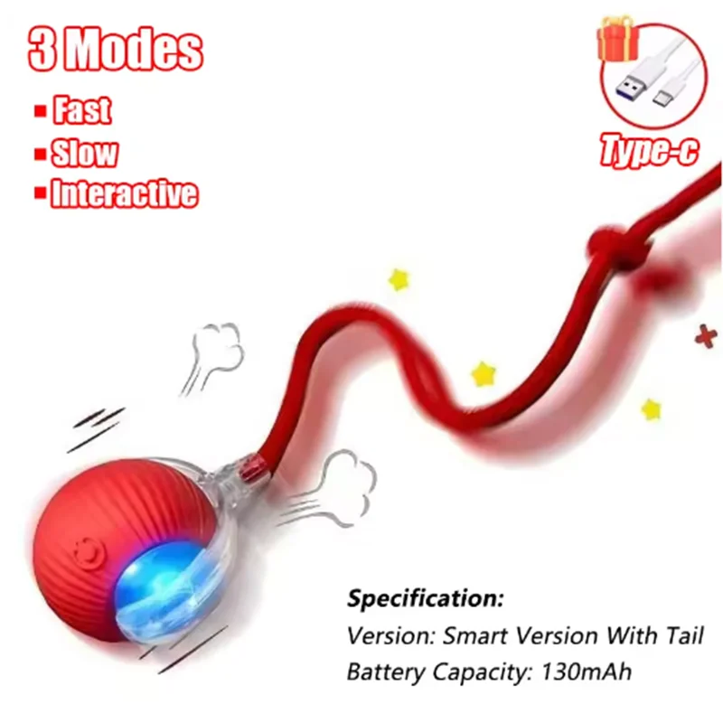 Automatic Teasing Cat Ball Interactive Self Play Cat Toy
