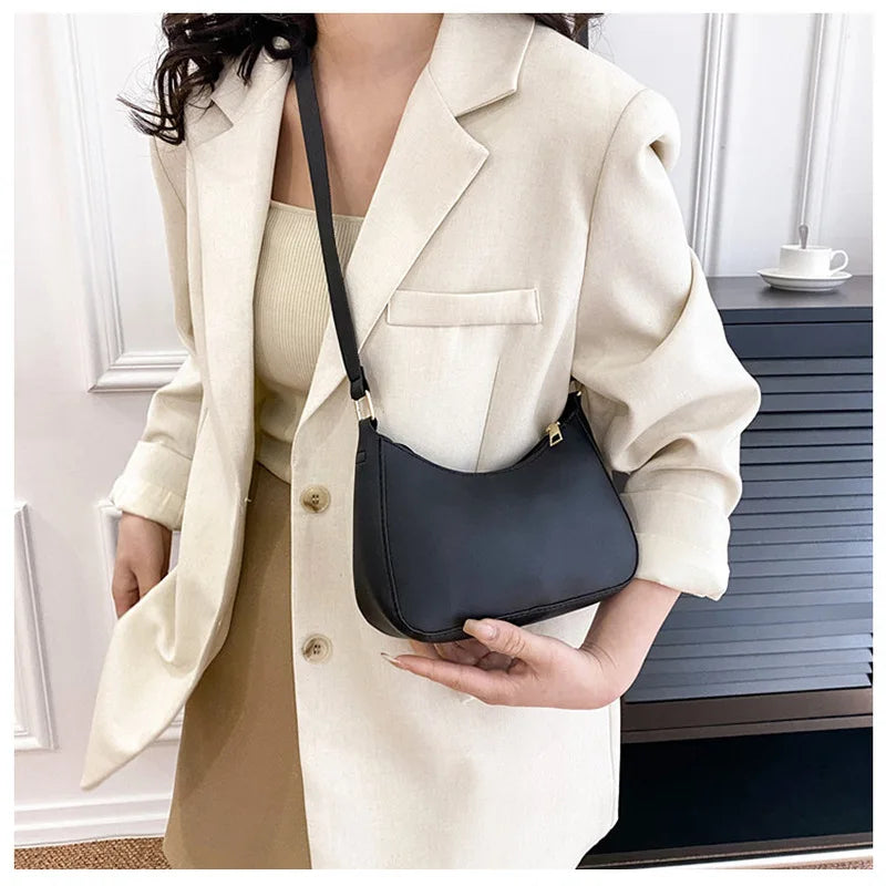 Solid Color Hobo Shoulder Crossbody Handbag