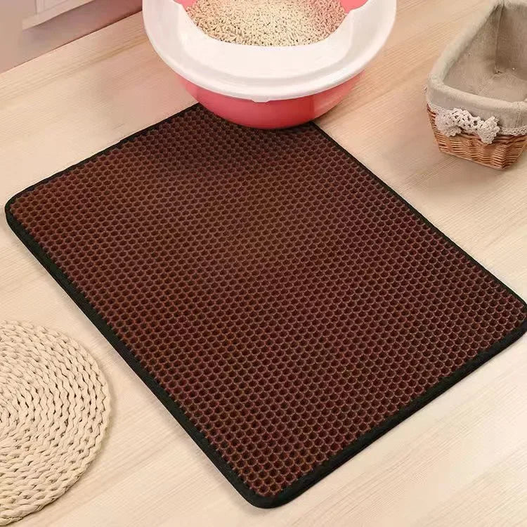 Double Layer Cat Litter Mat Waterproof Non Slip Washable Pad