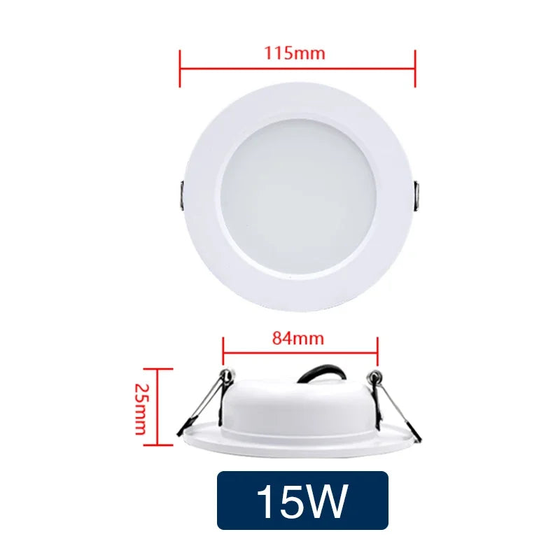 LED Recessed Ceiling Downlight 5W 9W 12W 15W 18W Round Panel Light