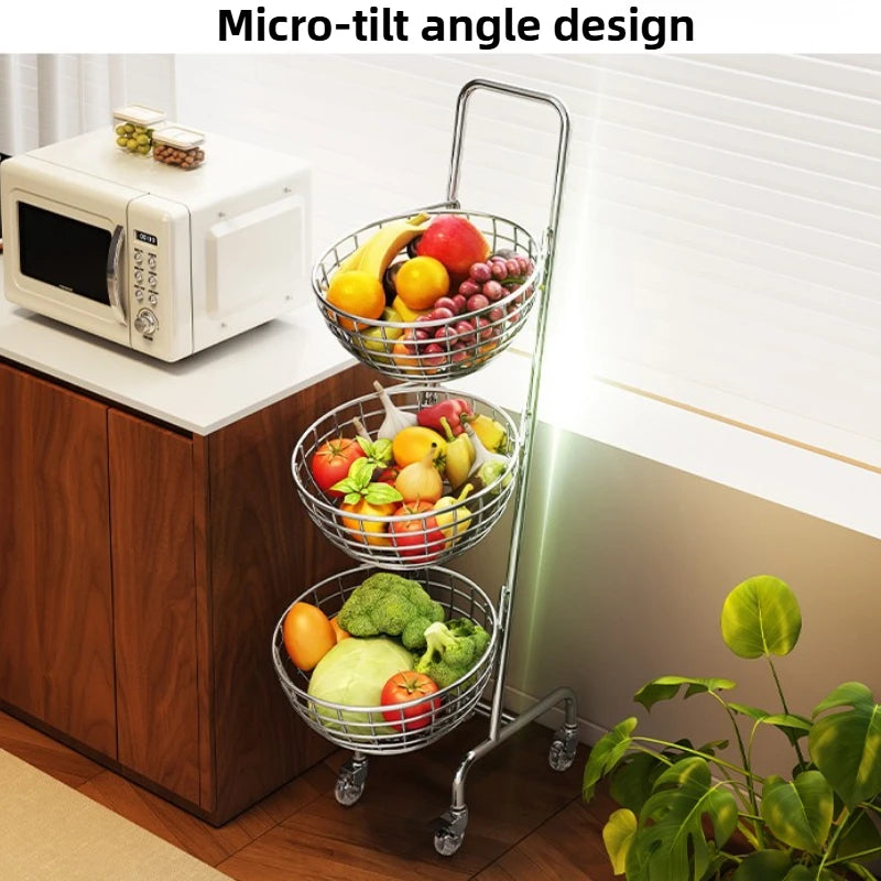 Rolling Kitchen Storage Cart Layered Fruit Vegetable Organizer Rack