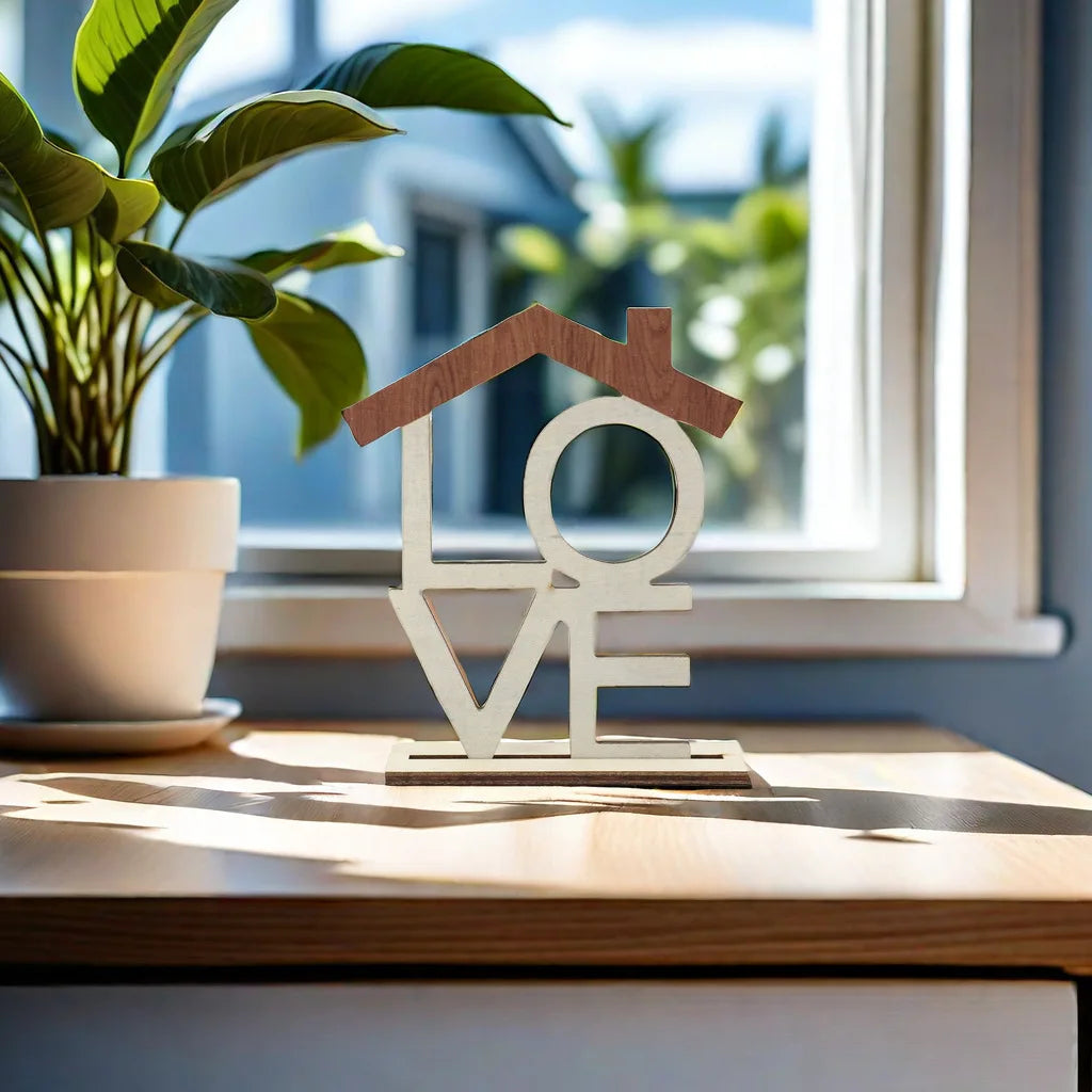 HOME LOVE Wooden Desktop Ornament Home Decor Craft
