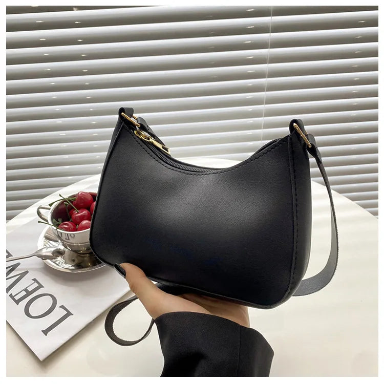 Solid Color Hobo Shoulder Crossbody Handbag