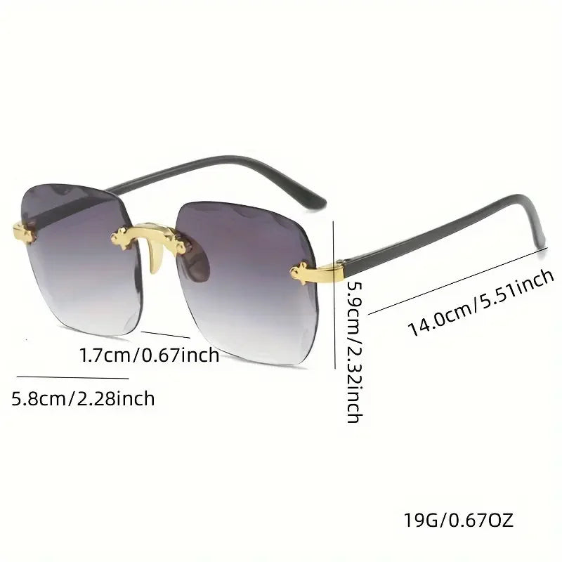 3PCS Square Rimless Sunglasses UV400 Designer Shades for Women and Men