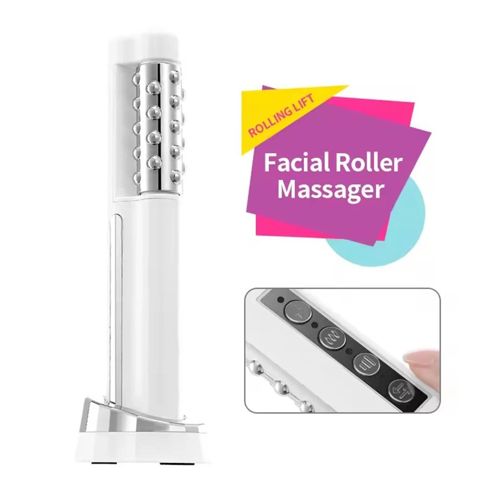 EMS Heated Facial Roller 360° Rotating Face Firming Massager
