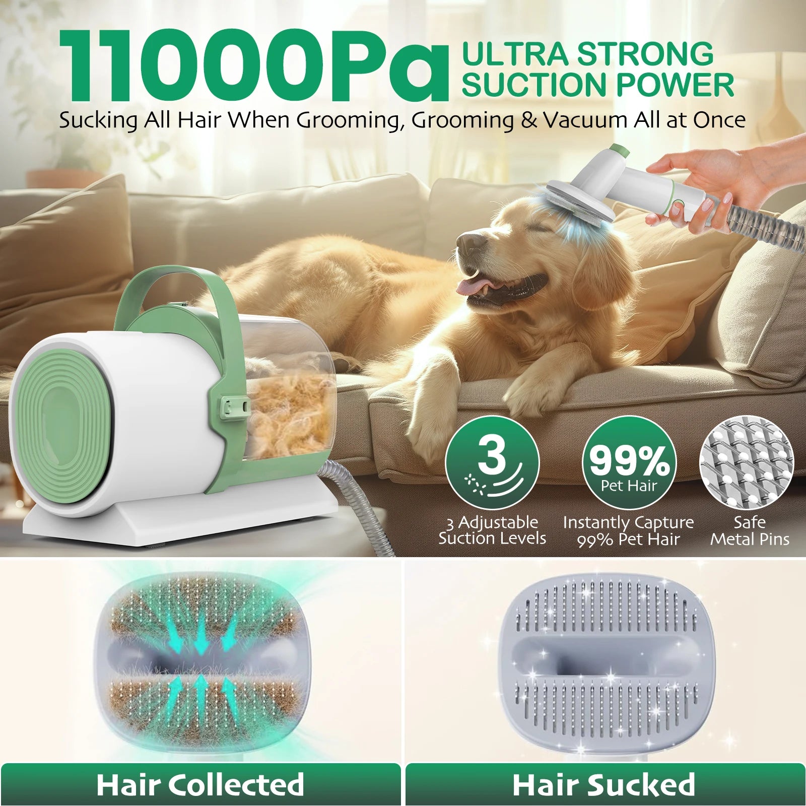Pet Grooming Kit Dog Cat Hair Brush Nail Clipper Grinder Set