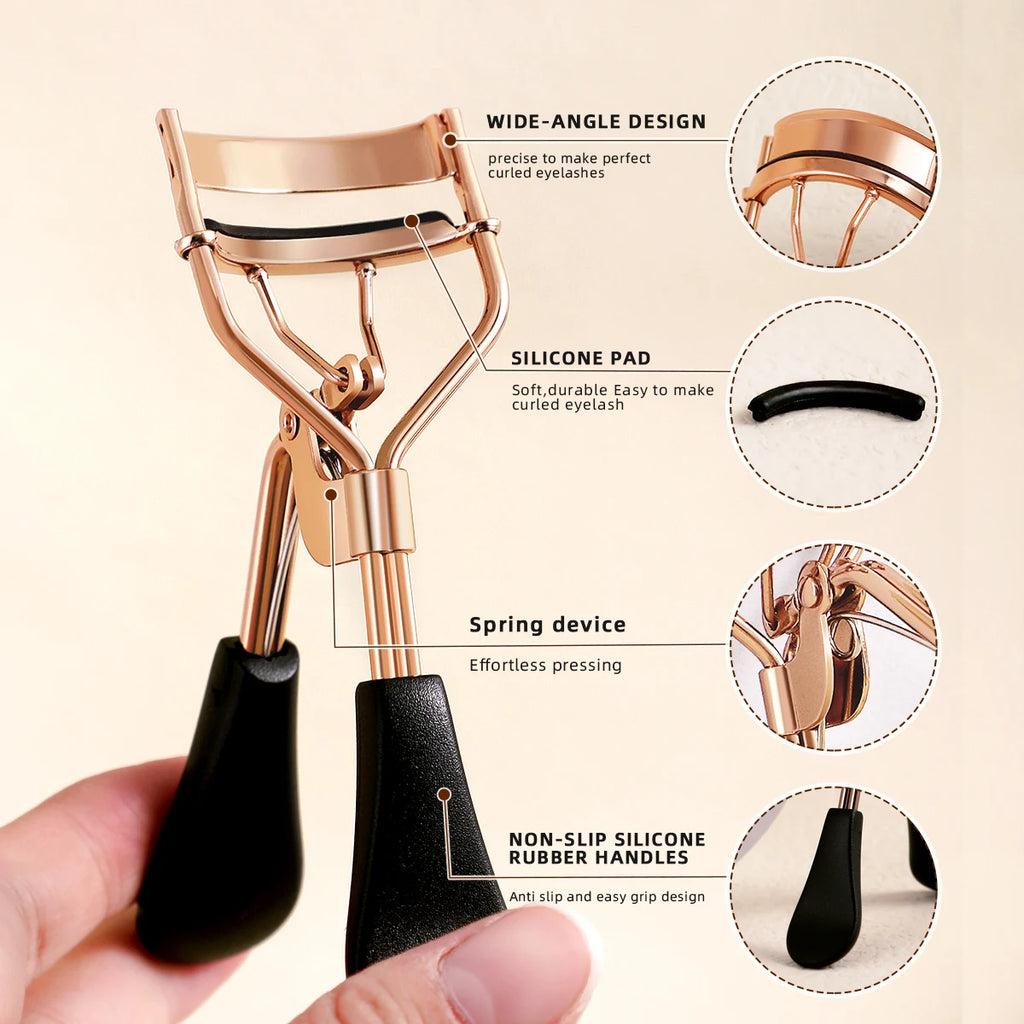 Portable Eyelash Curler with 15 Silicone Pads Lash Curling Tool