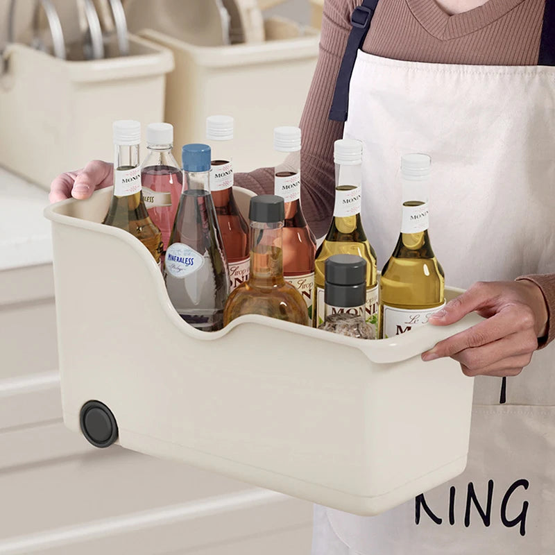 Kitchen Closet Organizer Makeup and Seasoning Storage Case with Wheels