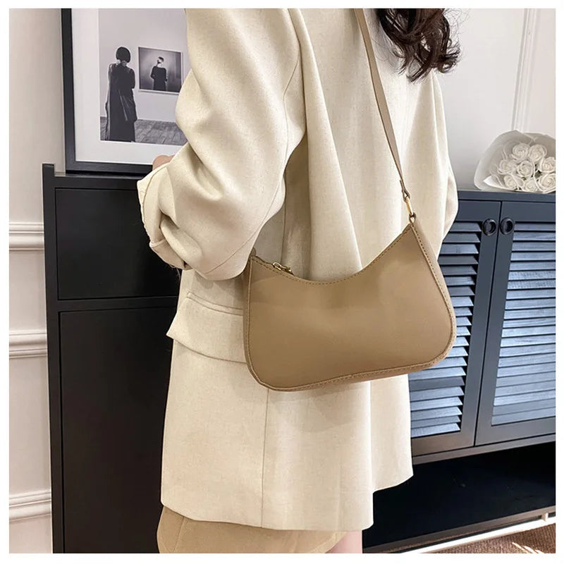 Solid Color Hobo Shoulder Crossbody Handbag