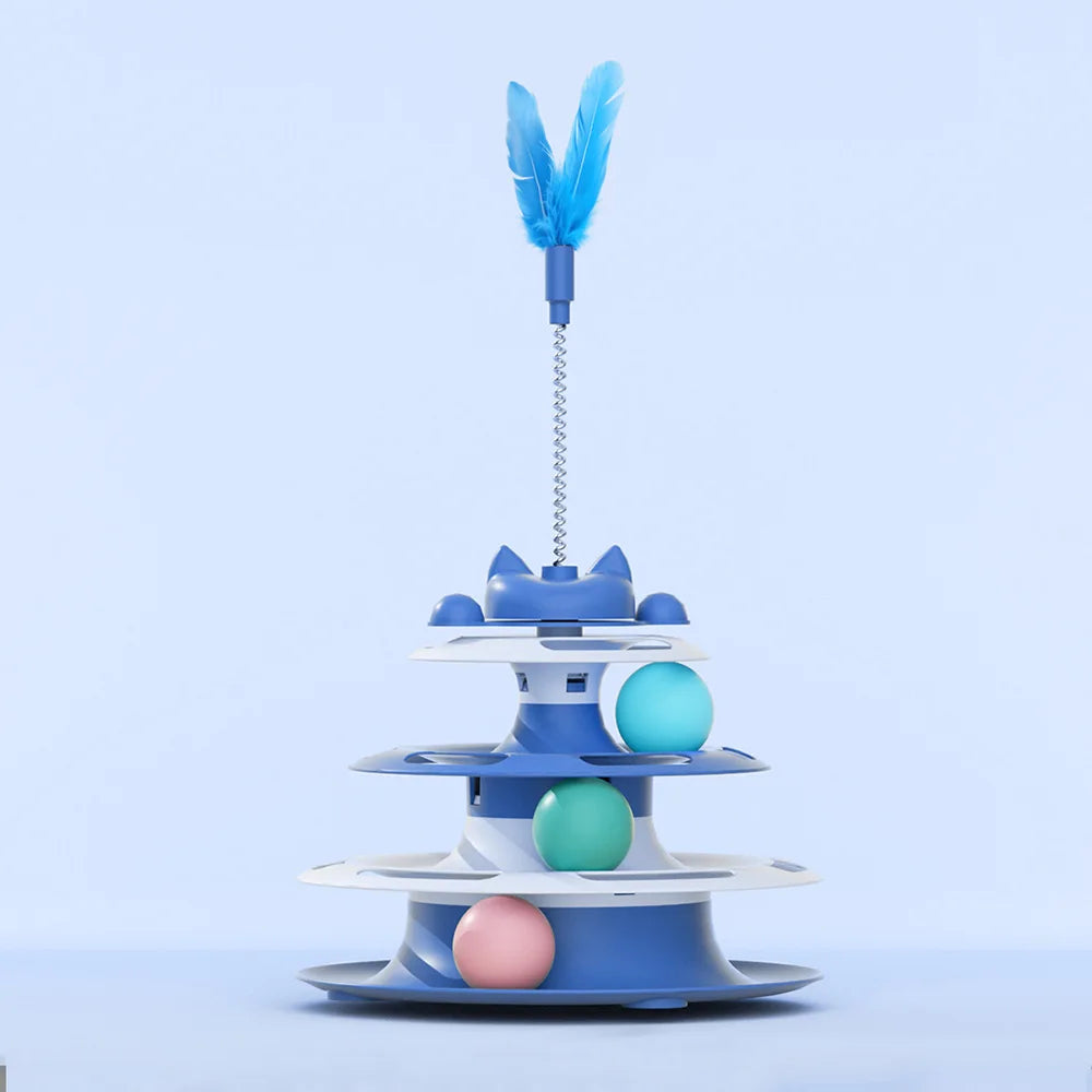 Interactive Cat Turntable Toy with Teaser Wand and Balls