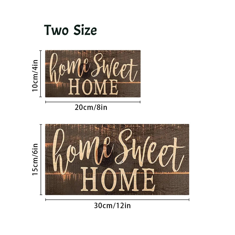 Rustic Home Sweet Wood Wall Hanging Sign Decor for Front Door
