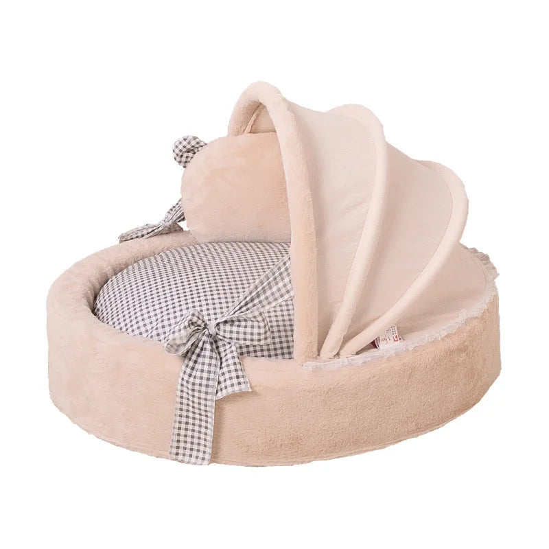 Luxurious Plush Pet Cradle Bed for Dogs and Cats – Washable, Non-Slip with Removable Cover