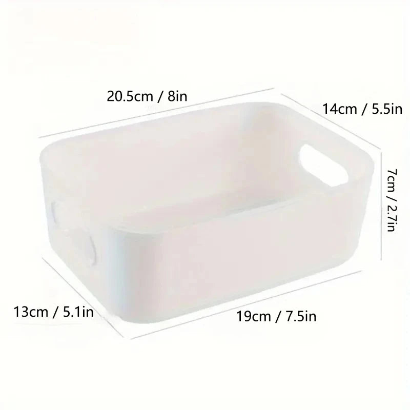 White Plastic Storage Box Basket Organizer for Desk and Snacks