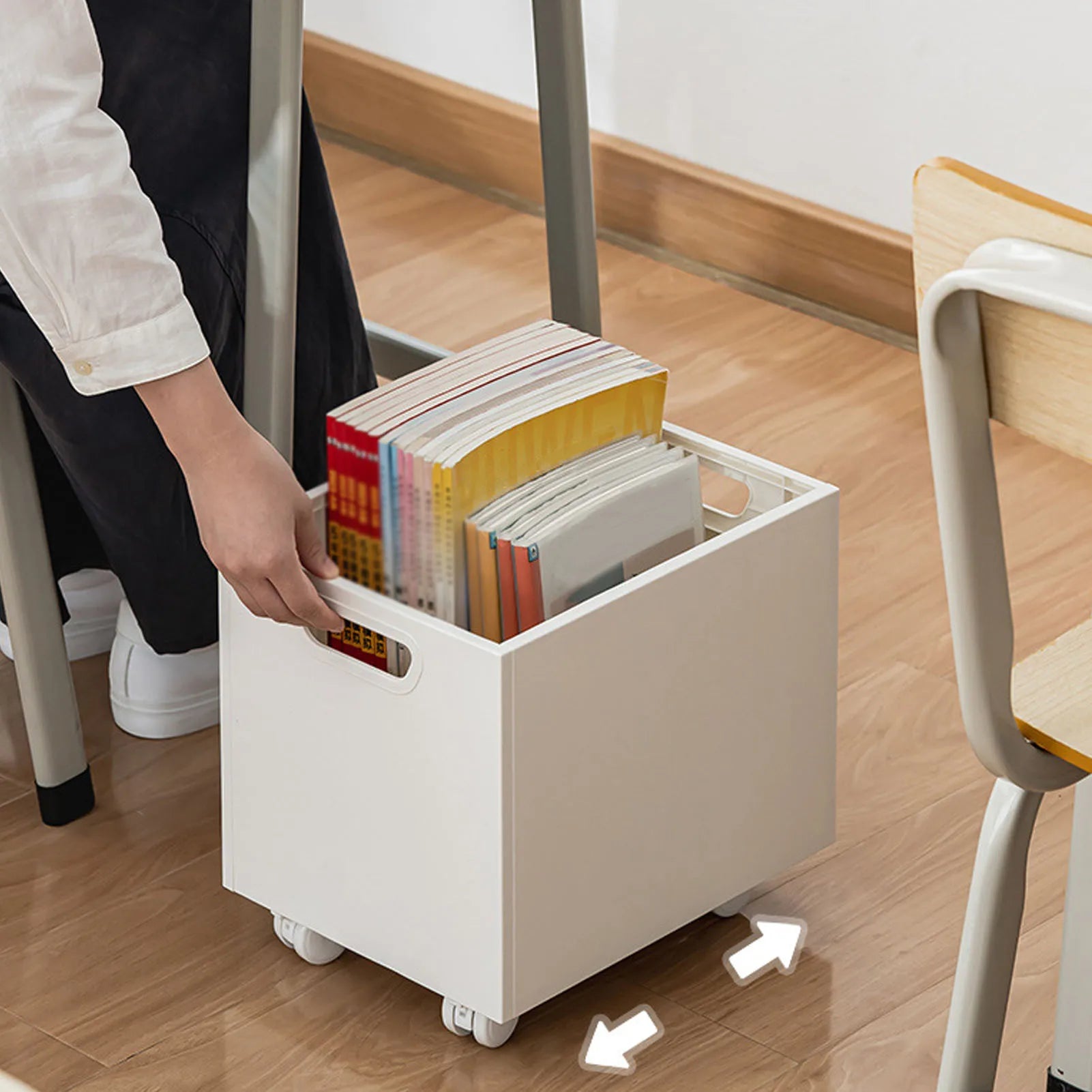 Stackable Book Storage Box with Side Handles 50kg Load Organizer