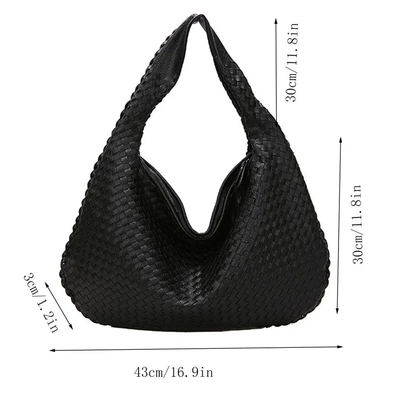 Italian-Inspired Hobo-Style Woven Shoulder Tote Bag