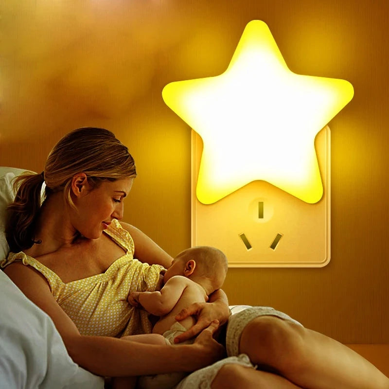 LED Star Night Light Plug In Bedside Lamp for Bedroom and Baby Room