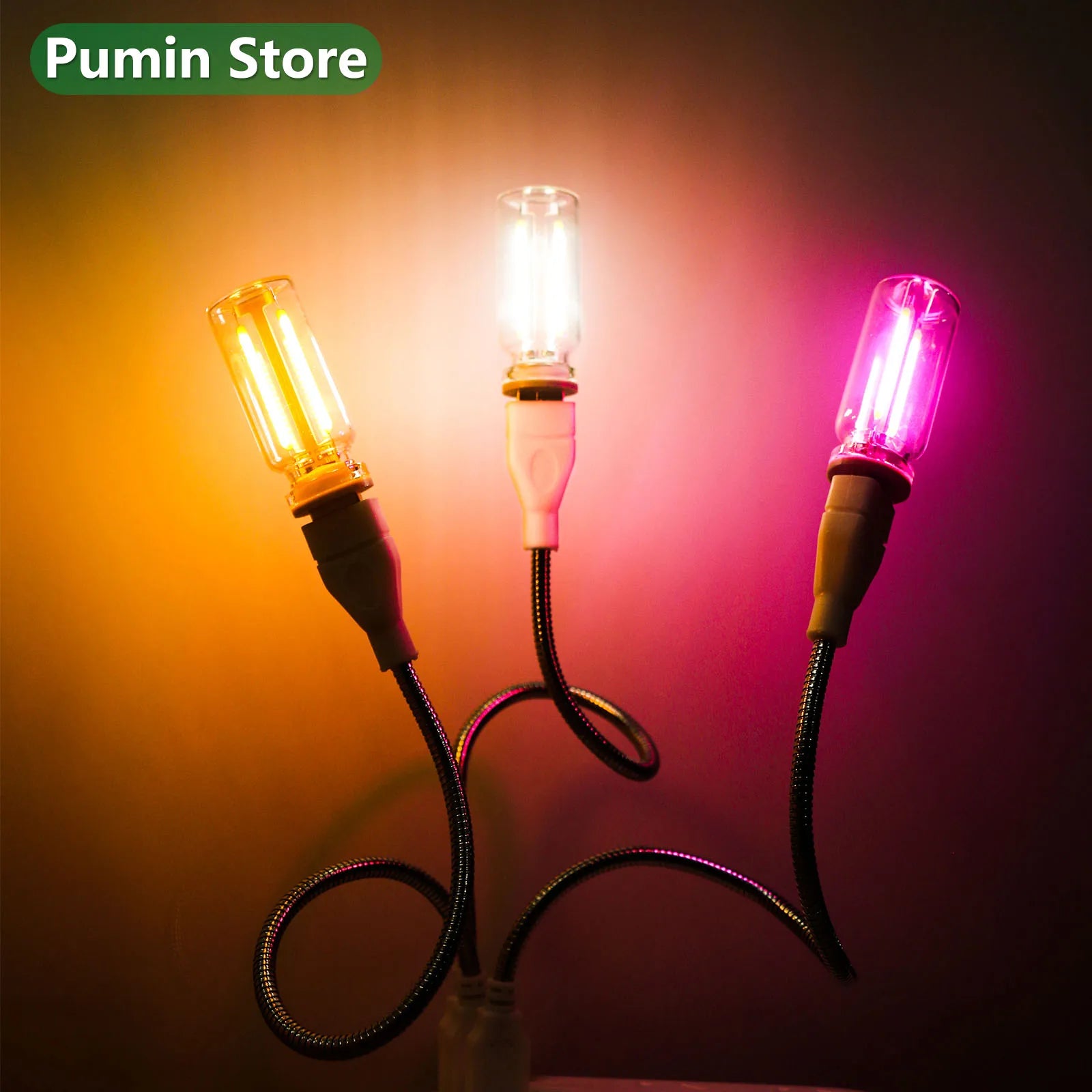 USB Bendable LED Night Light Colorful Flexible Metal Hose Lamp