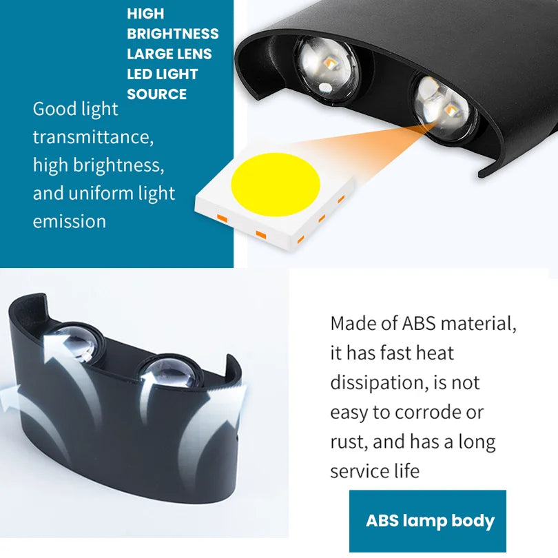 Modern LED Wall Light Up Down Lamp 2W to 10W Indoor Outdoor