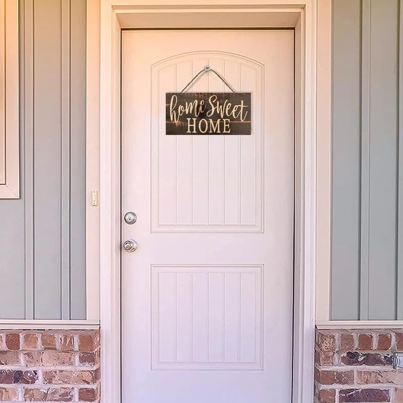 Rustic Home Sweet Wood Wall Hanging Sign Decor for Front Door