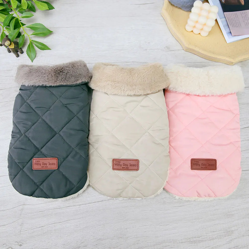 Warm Chihuahua Dog Winter Coat Fur Collar Jacket for Small Dogs and Cats