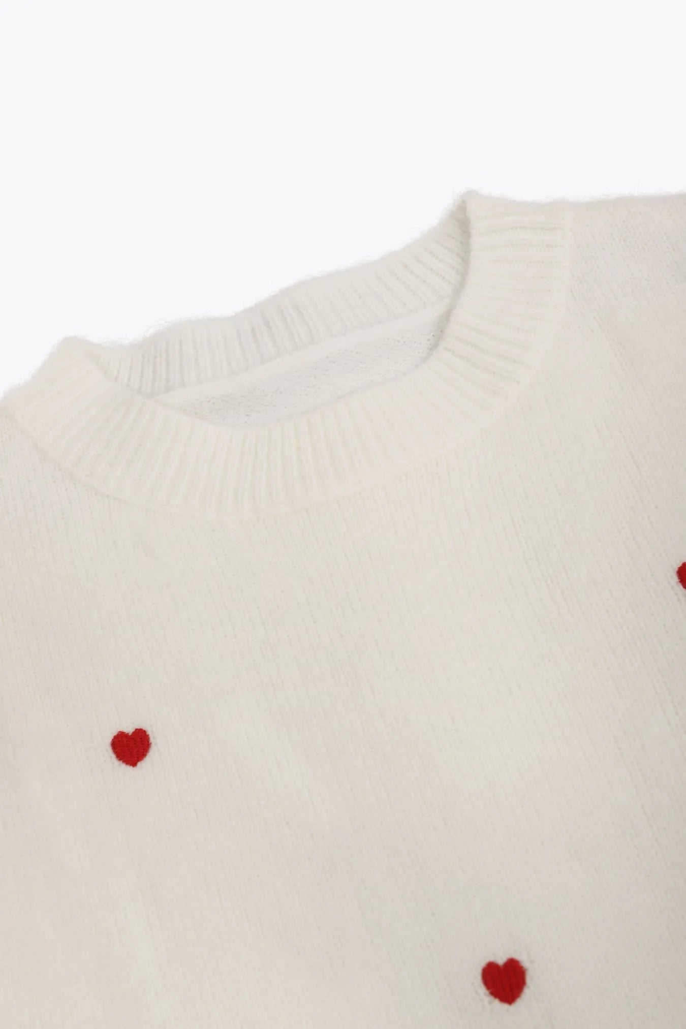 Heart-Shape Embroidery Oversized Knit Sweater Pullover