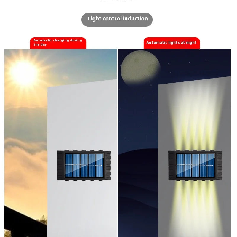 Solar LED Wall Lamp Outdoor Waterproof Garden Up Down Light