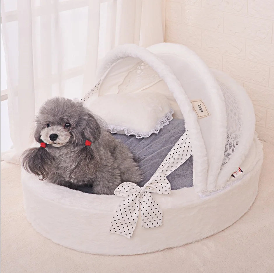 Luxurious Plush Pet Cradle Bed for Dogs and Cats – Washable, Non-Slip with Removable Cover