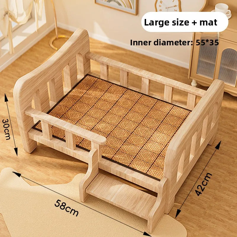 Solid Wood Pet Bed All Season Cat Dog Sleeping Sofa Furniture