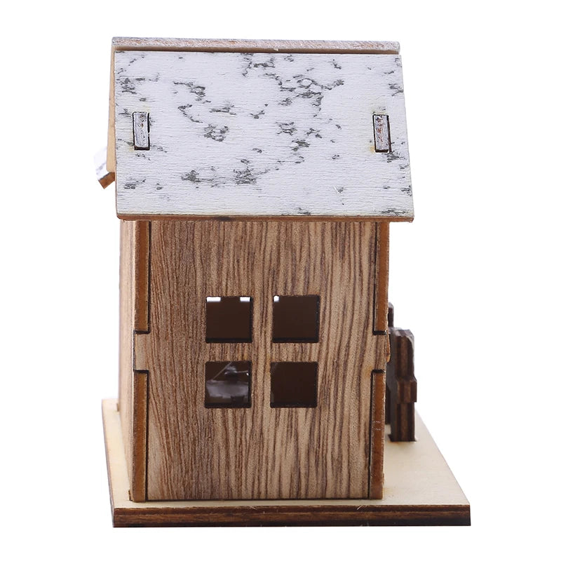 LED Wooden Christmas House Desktop Decoration Holiday Home Decor