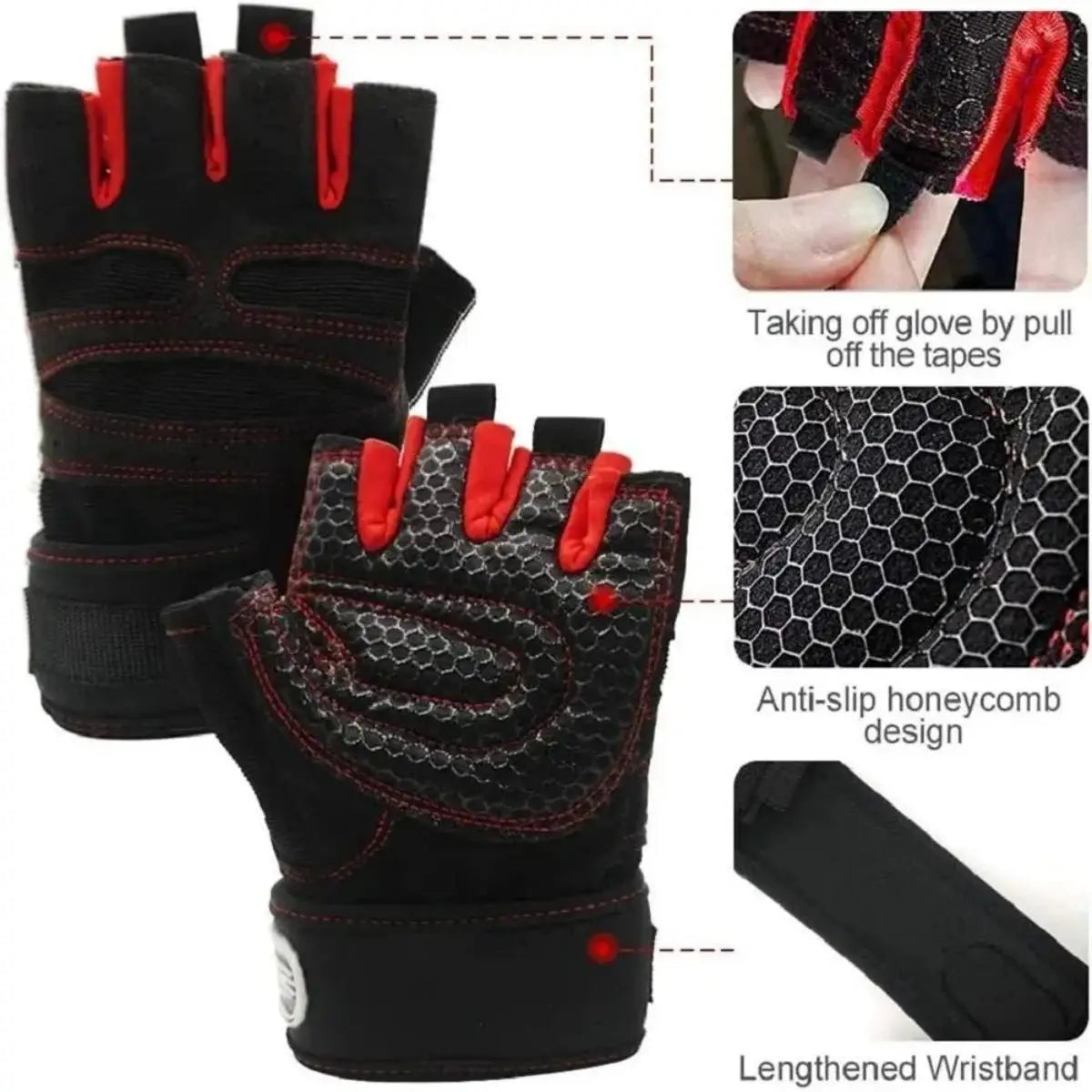 Fitness Weight Lifting Gym Gloves with Wrist Support for Men Women