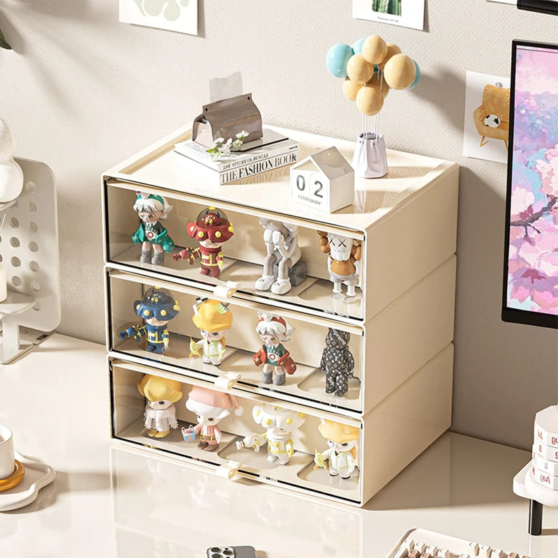 Desktop Storage Box with Drawers Collectibles Display Organizer