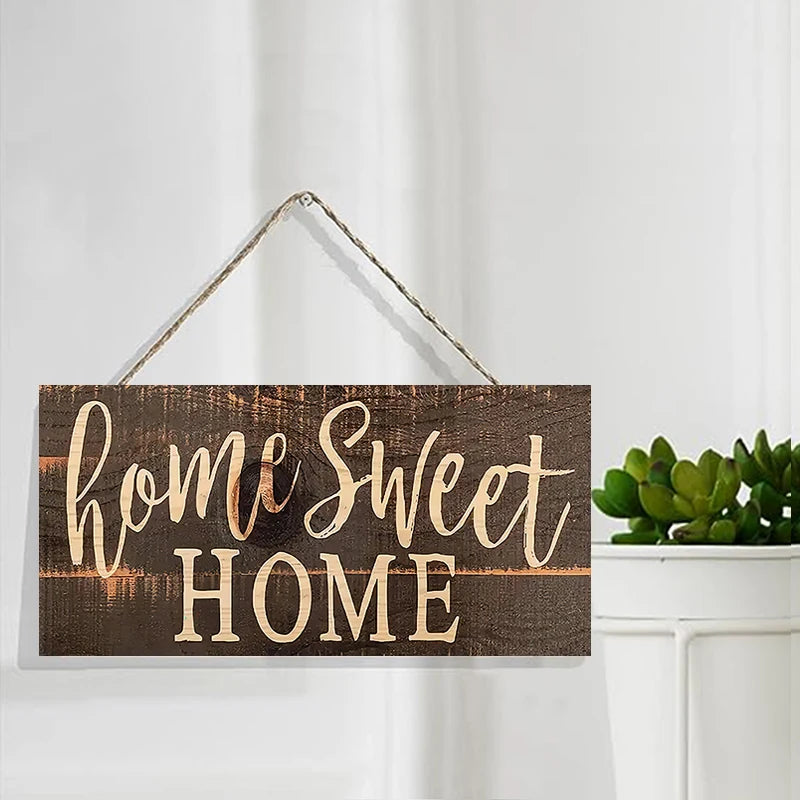 Rustic Home Sweet Wood Wall Hanging Sign Decor for Front Door